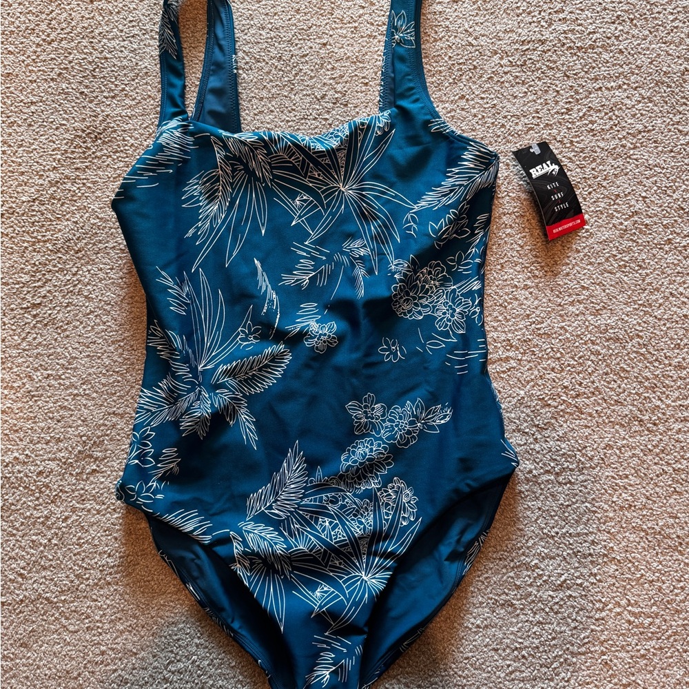 Carve Designs Teal and White Botanical One Piece Swimsuit